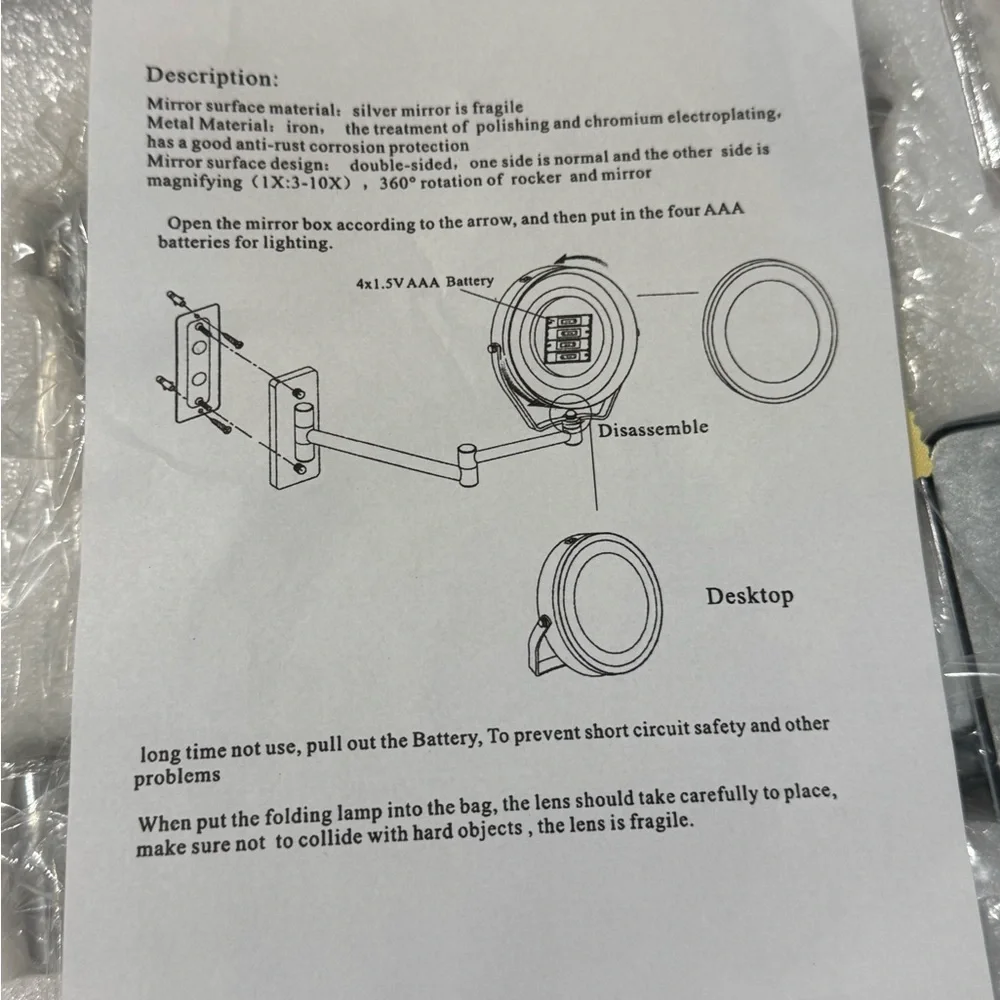 Wall Mount Lighted/Magnified Make Up Mirror